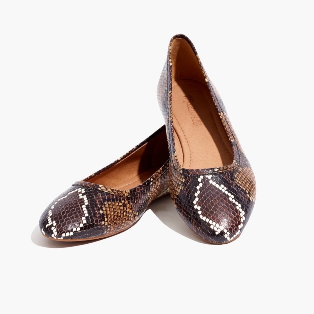 Madewell Reid Ballet Flat in Snake Embossed Leather